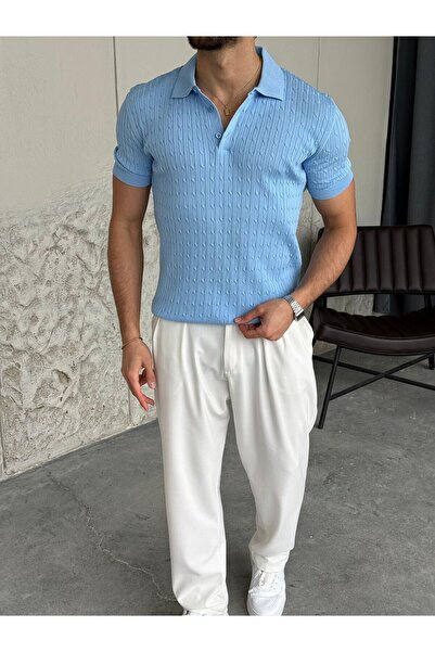 OKSHEN Standard Fit Patterned Polo Neck Knitwear T-Shirt