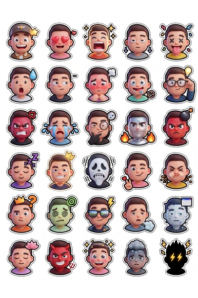 Store 30 Pieces 3D Cute Chibi Character Sticker Set - for Laptop, Notebook, P...