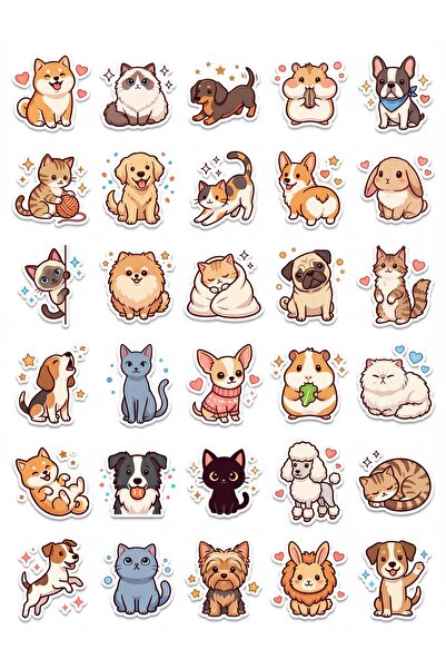 Store 30 Pieces Cat and Dog Sticker Set - for Laptop, Notebook, Phone