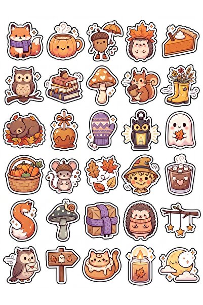 Store 30 Pieces Autumn Themed Sticker Set - for Laptop, Notebook, Agenda