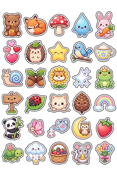 Store 30 Pieces Cute Forest Animals Sticker Set - for Laptop, Notebook, Phone