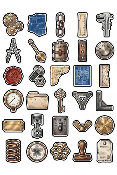 Store 30 Pieces Vintage Mechanical Drawing Sticker Set - for Laptop, Notebook...