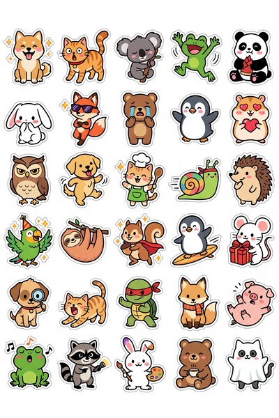 Store 30 Pieces Cute Animals Sticker Set - Laptop Notebook Phone Agenda