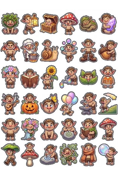 Store 30 Pieces Fantastic Forest Trolls Sticker Set - Laptop Notebook Phone