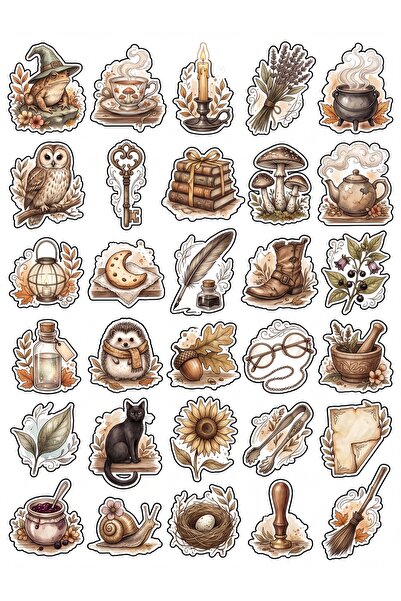 Store 30 Pieces Vintage Magical Tea Party Sticker Set - for Notebook, Agenda,...
