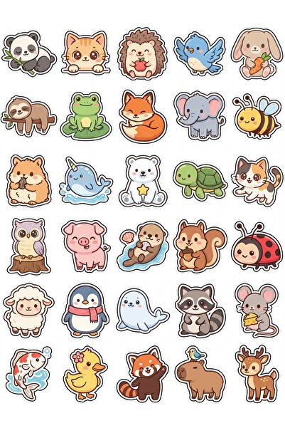 Store 30 Pieces Cute Animal Sticker Set - for Laptop, Notebook, Phone