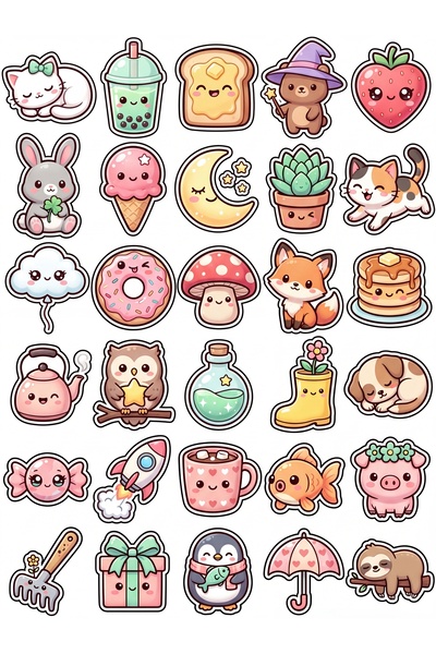 Store 30 Pieces Cute Character Sticker Set - for Laptop, Notebook, Phone