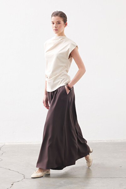 Hooopstore Άνετη καφέ φούστα με ρευστή εφαρμογή