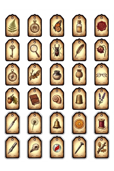 Store 30 Pieces Vintage Antique Item Sticker Set - for Laptop, Agenda, Scrapb...