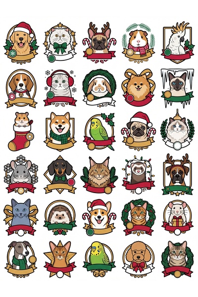 Store 30 Pieces Winter Concept Pet Sticker Set - Laptop Notebook Agenda