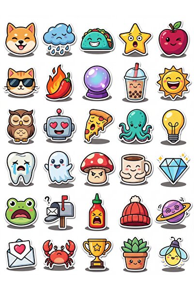 Store 30 Pieces Emoji Character Sticker Set - Laptop Notebook Phone