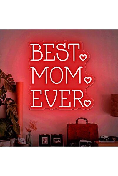 Slasa Best Mom Ever LED Neon Sign 35x33 cm Red Light with 6mm Acrylic Base Wa...