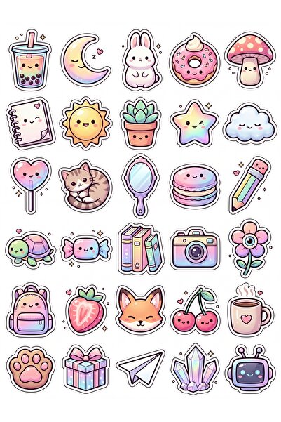 Store 30 Pieces Cute Objects Sticker Set - for Laptop, Notebook, Phone, Agenda