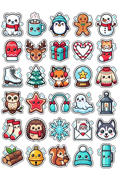 Store 30 Pieces Pixel Winter Sticker Set - Colorful Design for Laptop, Notebo...