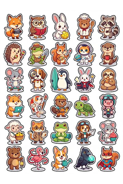 Store 30 Pieces Cute Animals Sticker Set - for Laptop, Notebook, Phone