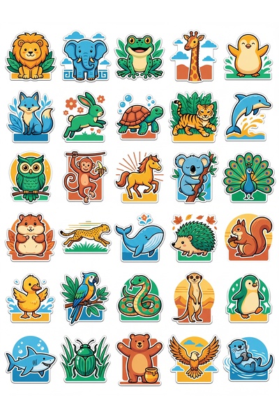 Store 30 Pieces Colorful Cute Animal Sticker Set - for Laptop, Notebook, Phone