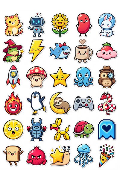 Store 30 Pieces Cute Character Sticker Set - for Laptop, Phone, Notebook