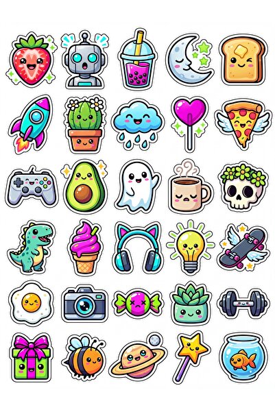 Store 30 Pieces Shiny Cartoon Sticker Set - for Laptop, Notebook, Phone