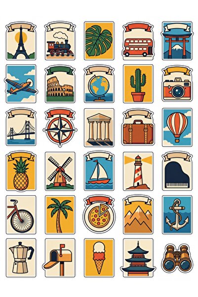 Store 30 Pieces Vintage Postage Stamp Travel Sticker Set - for Suitcase, Lapt...
