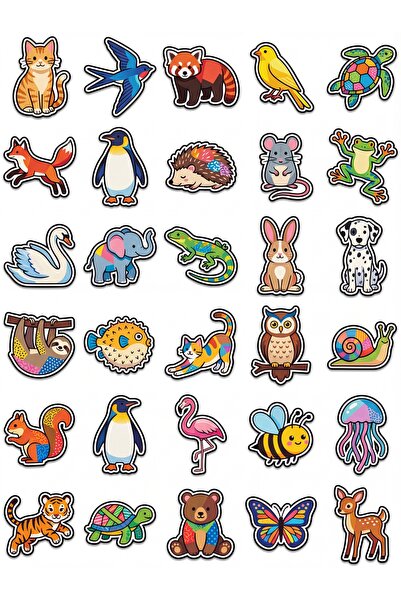 Store 30 Pieces of Vibrant Geometric Animal Sticker Set - for Laptop, Noteboo...