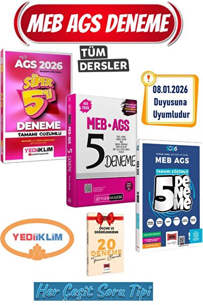 Yediiklim Yayınları 2026 Yediiklim MEB AGS Süper 5'li Deneme+Pegem MEB AGS De...