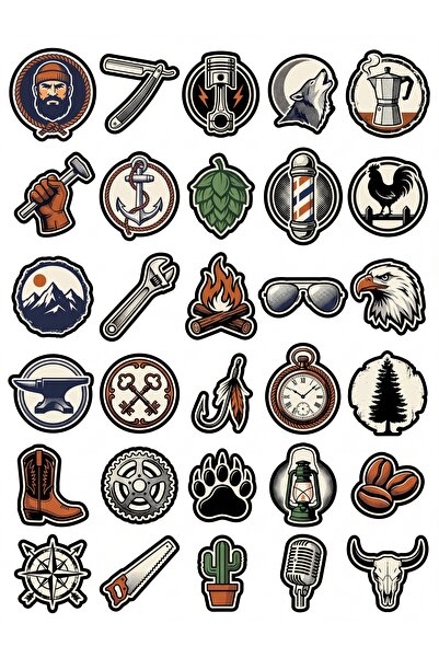 Store 30 Pieces Nostalgic Retro Badge Sticker Set - for Laptop, Agenda, Suitc...