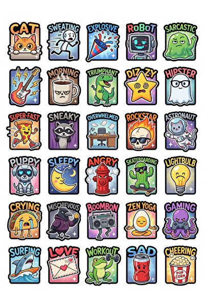 Store 30 Pieces of Funny Cartoon Characters Sticker Set - for Laptop, Phone, ...