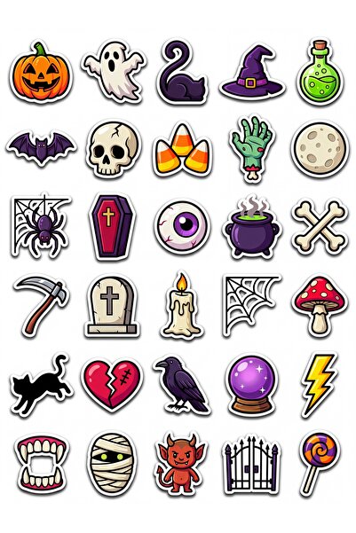 Store 30 Colorful Halloween Sticker Set - for Laptop, Notebook, Agenda