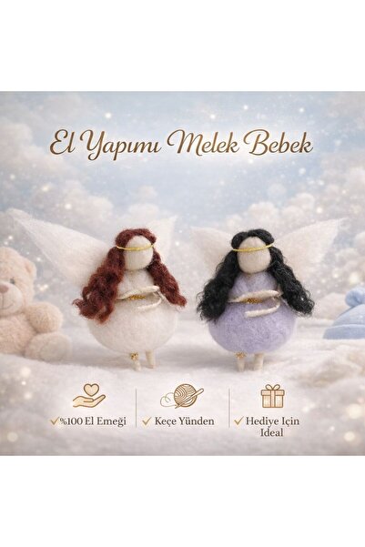 Momsmeril Çift Keçe Bebek Organik El Yapımı Yün 10cm 2 Adet