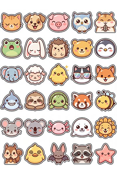Store 30 Pieces Cute Animals Sticker Set - Custom Cut for Laptop, Notebook, P...