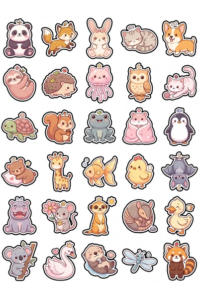 Store 30 Pieces Cute Animal Sticker Set - Laptop Phone Agenda