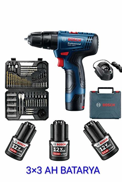 Bosch Gsb 120 Li Darbeli 3 Adet 3 Ah Akülü Vidalama ve V-Line 103 Parça Uç Seti