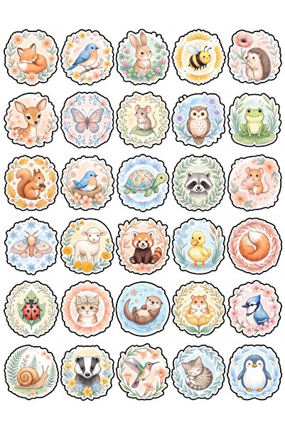 Store 30 Pieces Watercolor Floral Forest Animals Sticker Set - for Laptop, No...