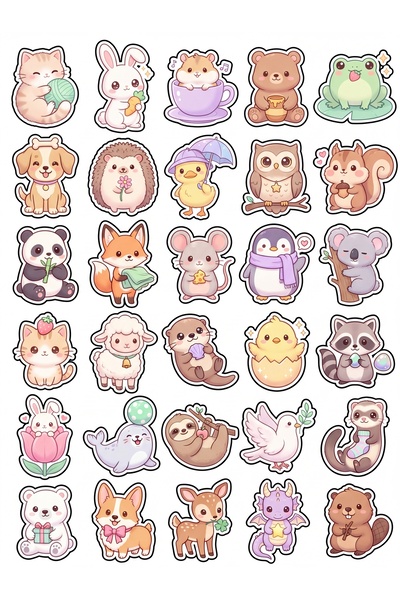 Store 30 Pieces Cute Animal Sticker Set - for Laptop, Notebook, Phone