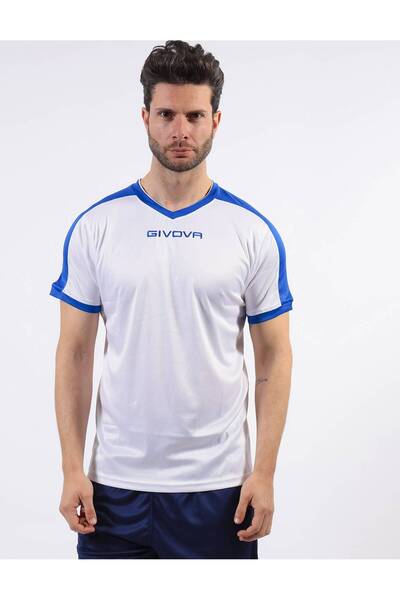 Givova Tricou sport unisex Revolution, Alb / Albastru Royal