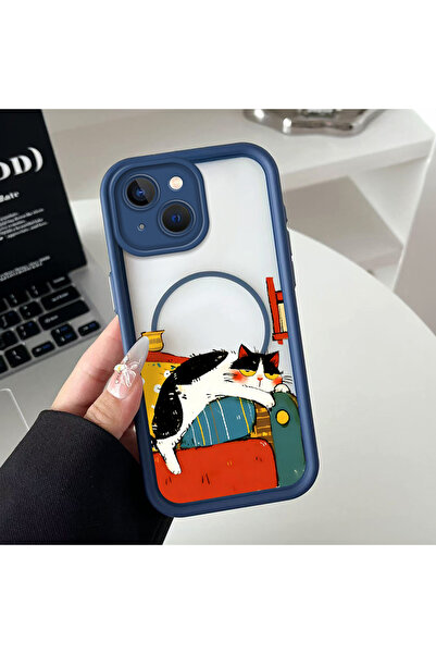 ucuc iPhone 15 Plus Uyumlu Manyetik Halkalı Yarı Sayda Mat Kamera Koruma Anti...