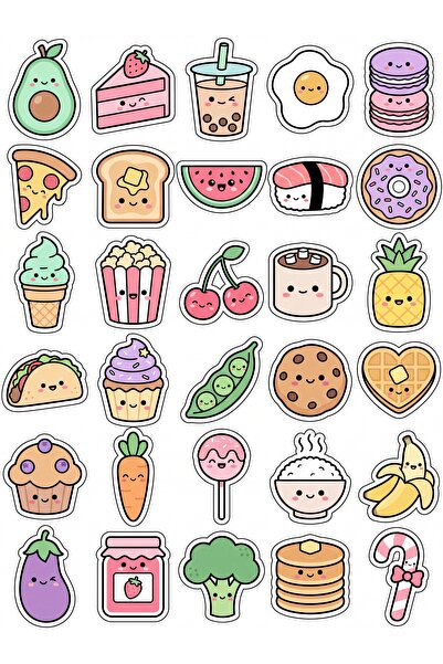 Store 30 Pieces Food and Dessert Sticker Set - for Laptop, Notebook, Phone