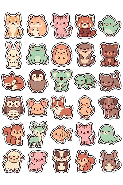 Store 30 Pieces Cute Animal Sticker Set - for Laptop, Notebook, Phone, Water ...