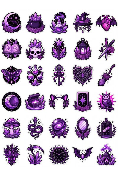 Store 30 Piece Gothic Magical Sticker Set - for Laptop, Notebook, Phone