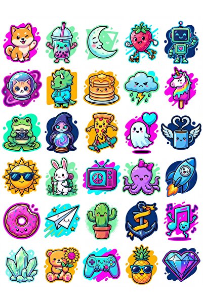 Store 30 Pieces Cute Figures Sticker Set - Laptop Notebook Phone Agenda