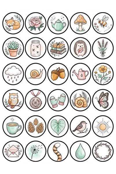 Store 30 Pieces Cute Watercolor Nature Sticker Set - for Laptop, Agenda, Note...