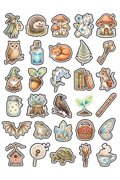 Store 30 Pieces Vintage Fairytale Forest Sticker Set - Agenda Notebook Scrapb...