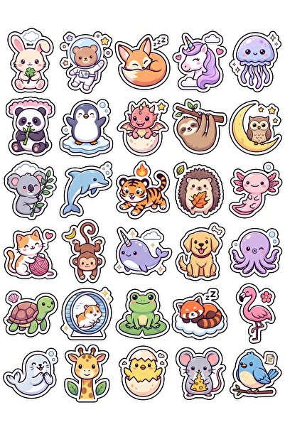 Store 30 Pieces Cute Animal Sticker Set - Laptop Notebook Phone Agenda