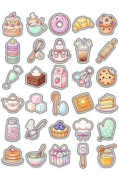 Store 30 Pieces Sweet and Pastry Shop Sticker Set - for Laptop, Agenda, Phone