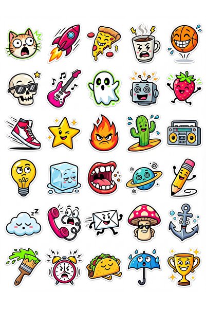 Store 30 Pieces Cute Cartoon Character Sticker Set - for Laptop, Notebook, Phone