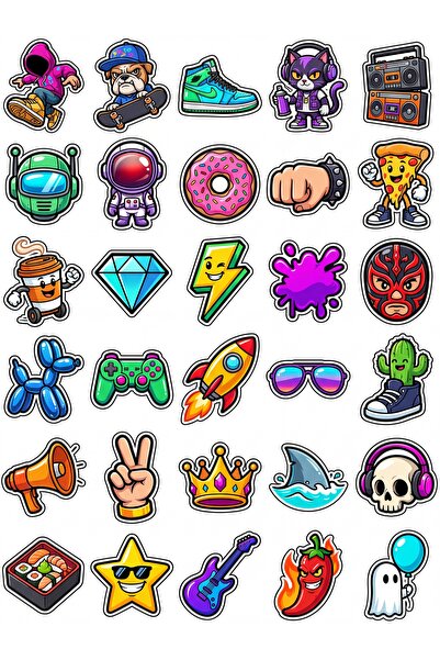 Store 30 Pieces Chibi Street Style Character Sticker Set - for Laptop, Skateb...