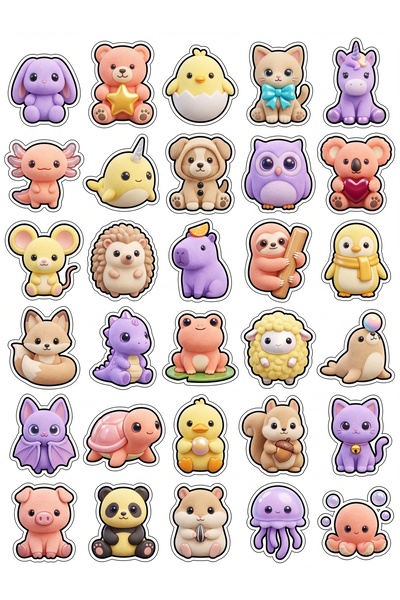 Store 30 Pieces Plush Animal Sticker Set - for Laptop, Notebook, Phone