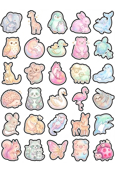 Store 30 Pieces Mother and Baby Animal Sticker Set - Laptop Notebook Phone