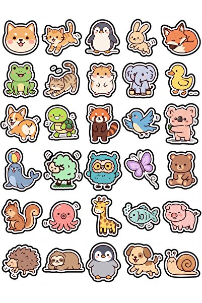 Store 30 Pieces Pastel Animals Sticker Set - for Laptop, Notebook, Phone, Sui...