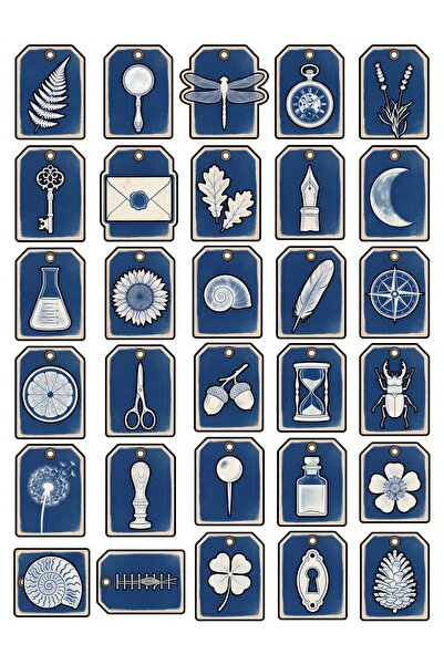 Store 30 Pieces Vintage Cyanotype Drawing Sticker Set - for Notebook Laptop S...